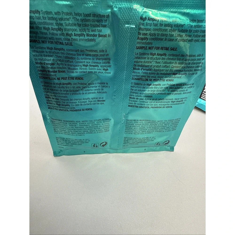 MATRIX TOTAL RESULTS AMPLIFY VOLUME SHAMPOO CONDITIONER .34OZ SAMPLE /PACK OF 5